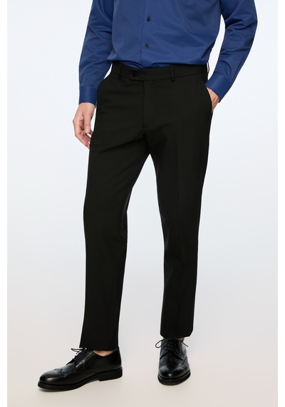 Morven Erkek Siyah Poliviskon Basic Düz Slim Fit Pantolon 26mc003026001 Siyah