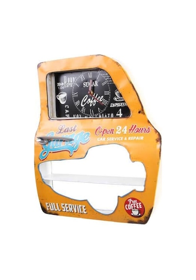 Dekoratif Garage Temalı Sarı Araba Kapısı Araba Kapısı Duvar Rafı
