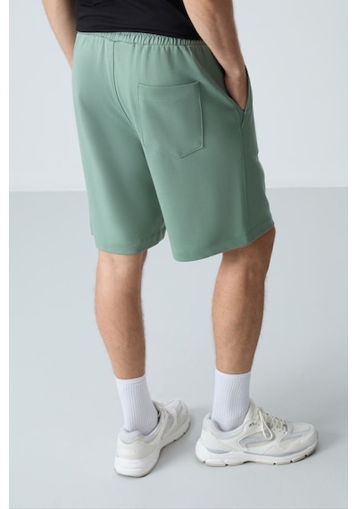 Air Jones Tommy Life Açık Yeşil Pamuklu Kalın Yumuşak Dokulu Standart Fit Basic Erkek Şort - 81275 A. Haki