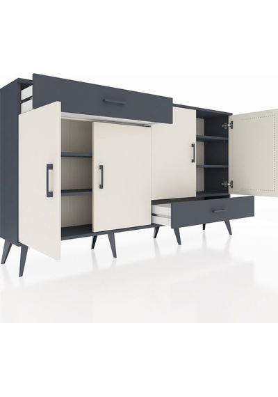Arges Konsol 5 Raflı 2 Çekmeceli 4 Kapaklı 176x30x99 Antrasit-ayt Antrasit-aytaşı/antrasit Arges Konsol 5 Raflı 2 Çekmeceli 4 Kapaklı 176x30x99 Antrasit-ayt Antrasit-aytaşı/antrasit