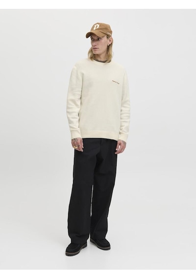 Jack & Jones Jornorrebro Light Knit Erkek Bisiklet Yaka İnce Triko Kazak Beyaz