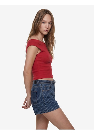 Koton Asimetrik Yaka Slim Fit Pamuklu Kolsuz Bluz Kırmızı 6sal30278ık