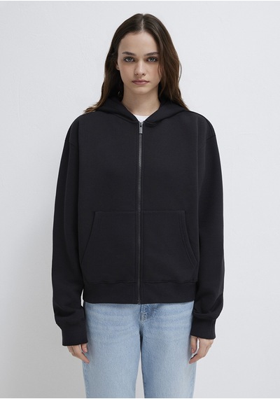 Mavi - Mavi Logo Nakış Detaylı Kapüşonlu Siyah Sweatshirt 1s10532-900 Siyah