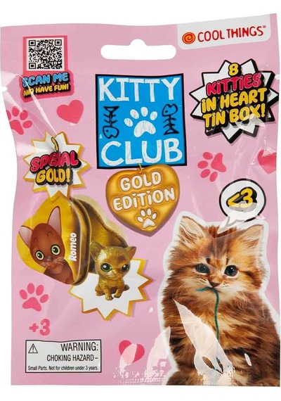 Kitty Club Gold Edition Sürpriz Kedi Figürü Metal Kalpli Kutu Koleksiyon Oyuncak - 1 Adet