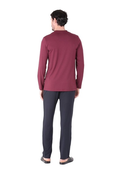D's Damat 221001 Uzun Kol Pijama Takımı Bordo