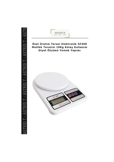 Özel Üretim Terazi Elektronik Sf400 Mutfak Terazisi 10kg Kolay Kullanım Diyet Ölçümü Yemek Yapımı Beyaz