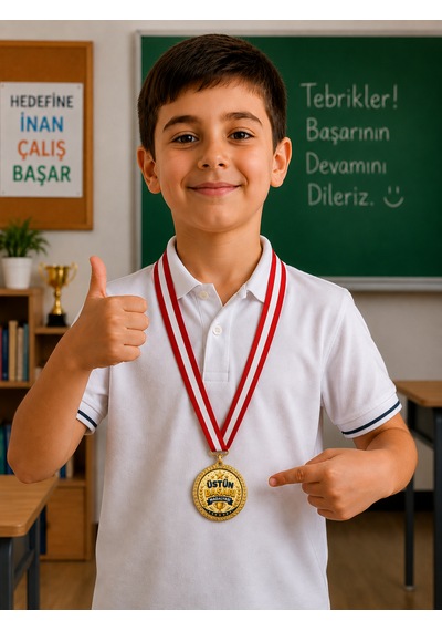Üstün Başarı Madalyası - Dijital Baskılı 1. Kalite Madalya Altın