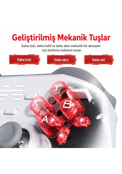Beitong Kp20 Tmr Kablosuz Beyaz Gamepad 2.4g, Bluetooth, Kablolu
