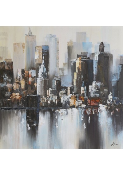 Şehir El Yapımı Yağlı Boya Tablo 95x95cm