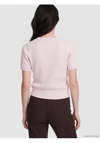 Lcw Comfort Pembe Bisiklet Yaka Kadın Triko Hırka