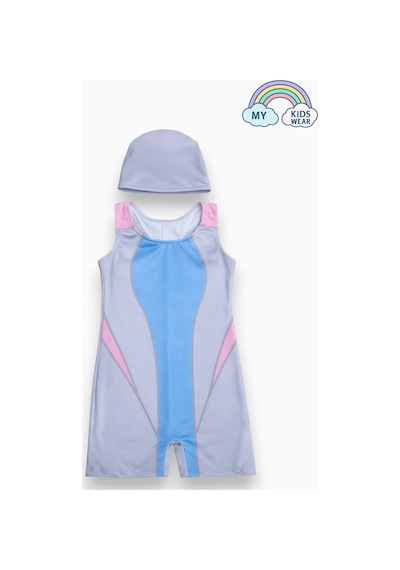 My Kids Wear Kız Çocuk Deniz Yüzücü Mayoları 5-16 Yaş 12632 Beyaz - Pembe