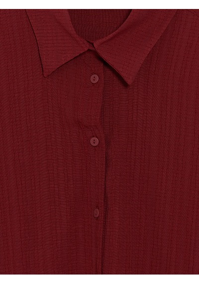 Lcw Everyday Bordo Oversize Gofre Kadın Gömlek Tunik