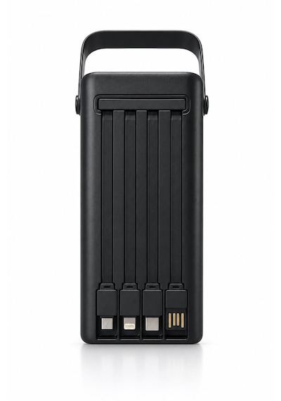40.000mah Akıllı Hızlı Şarj Powerbank Taşınabilir Güç Kaynağı Fenerli 3 Modludijital Göstergeli 2 Çıkış 2 Giriş Taşınabilir Kollu Type-c-micro Usb-lightning-usb-a Kablolu siyah