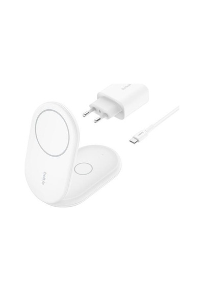 Belkin WIZ028VFWH Qi2 15 W 2 İn1 Manyetik Katlanabilir Kablosuz Şarj Cihazı Beyaz
