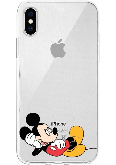 Apple Uyumlu iPhone  X Kapak Mickey Mouse Tasarımlı Şeffaf Silikon Kılıf Şeffaf