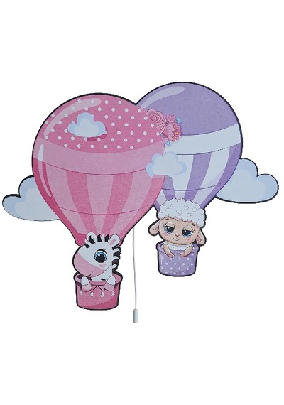 Gece Lambası Hava Balonu Bebek Çocuk Odası Duvar Dekorasyonu Aydınlatma Ahşap Gece Led