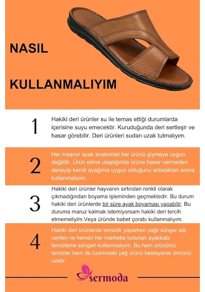 Hakiki Gerçek Deri Erkek Terlik Hafif Terlik Deri A Şır. Taba A Şır. Taba