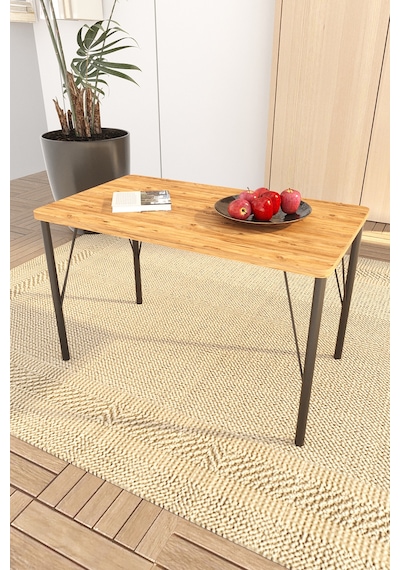 Doruk Home Balkon Mobilyası Sehpası 70x40cm Ceviz Desen Suntalam Tel Ayaklı Ceviz - Kahverengi