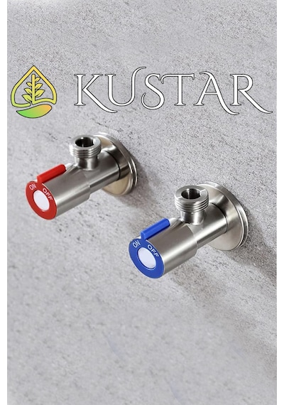 Kustar Aç Kapa Sıcak Soğuk Su Ara Musluğu Seti Inox 2'li Gri