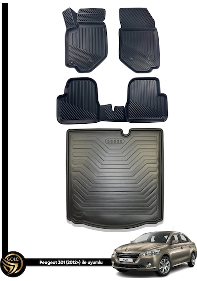 Peugeot 301 2012+ Havuzlu 3d Paspas+bagaj Havuzu İkili Set