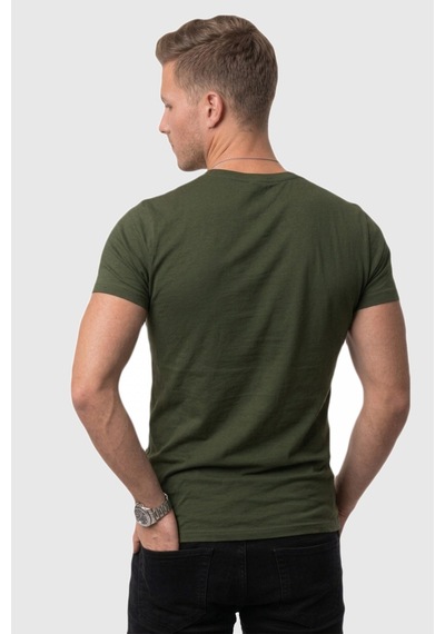Rizzup Erkek Haki Slim Fit %90 Pamuk V Yaka Likralı Yumuşak Dokulu Basic Tişört 1801165