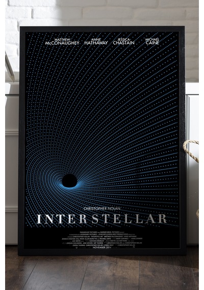 Interstellar Siyah Ahşap Çerçeveli Poster, Dekoratif Film Duvar Tablosu