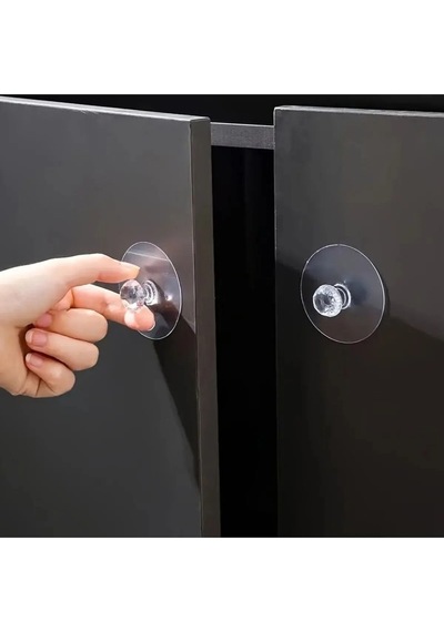 Kendinden Yapışkanlı Çekmece & Dolap Düğmesi Çok Amaçlı Dolap Kapı Tutucu, 3 Lü Set Plastik Beyaz Diğer