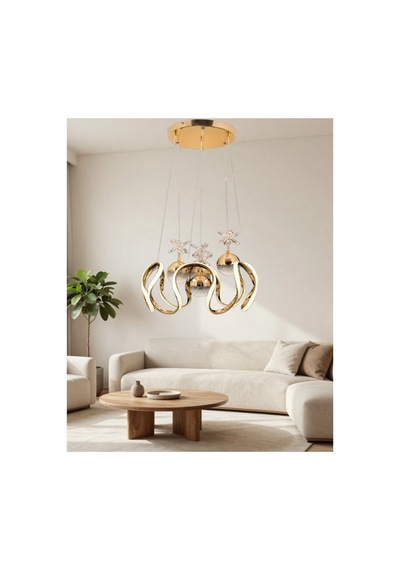 Helejon 6lı Büyük Modern Ledli Avize 3 Renk Power Ledli Gold Kaplama Kumandalı Yatak Odası Salon Mutfak