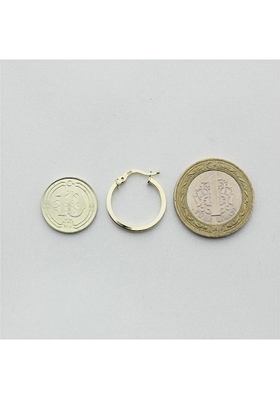 Kare Kesitli Altın Halka Küpe Çapı: 1.9 Cm Sarı Altın