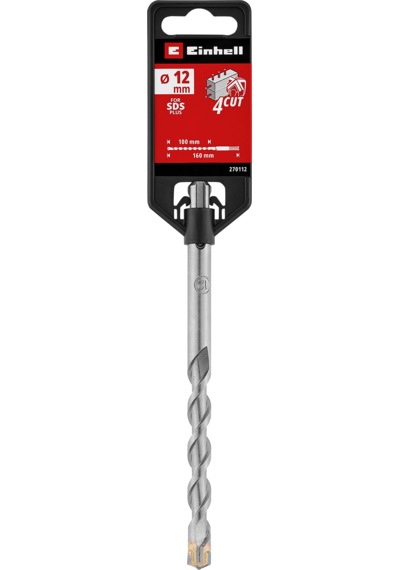 Einhell SDS Plus 4 Ağızlı Beton Matkap Ucu 12 x 160 mm 49270112, Ø 12 mm, karbür uç, beton ve donatılı beton