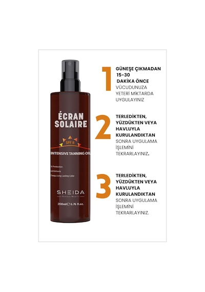 Sheida Havuç Özlü Yoğun Bronzlaştırıcı Güneş Yağı SPF8 200 ML