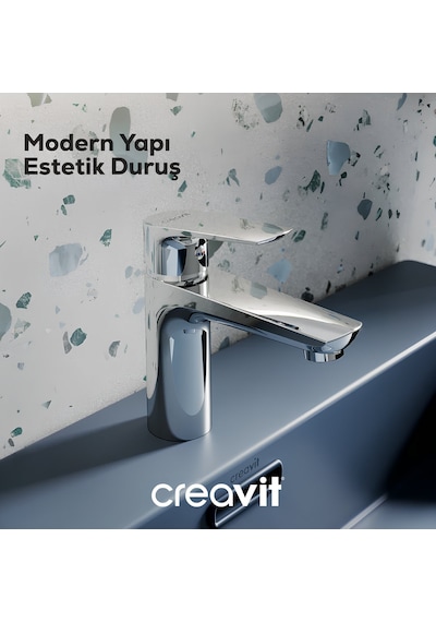 Creavit Solo Lavabo Banyo Eviye Bataryası 3'lü Set SO1500-SO2500-SO8500 Krom