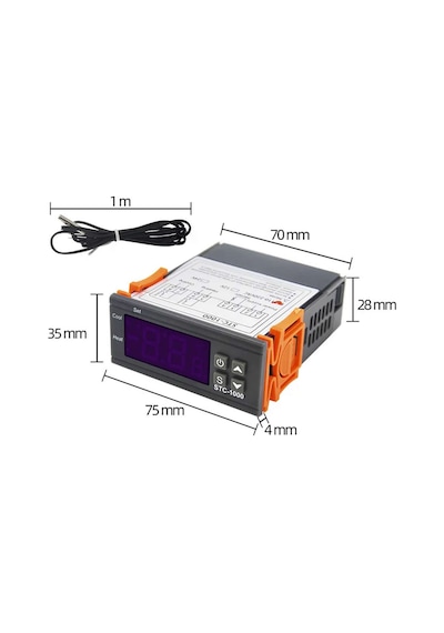 Stc-1000 Sıcaklık Termostatı 220v 10a 110v-220v Isıtıcı Soğutucu Dijital Ekran 10k Ntc Sıcaklık Sens