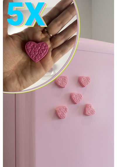5'li Kalp Magnet Seti - Pembe