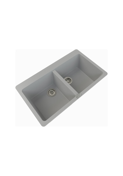 Polex Cristalüx Granit Evye P-N9 Pembe 2 Hazneli Tezgah Altı Ve Tezgah Üstü Mutfak Evyesi 86x50.5 CM