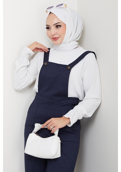 Bestenur Gülru Cepli Gabardin Tulum 1587 - Lacivert Lacivert