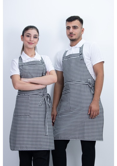Kare Desen Düğmeli Arkadan Ayarlanabilir Önlük Çok Renkli