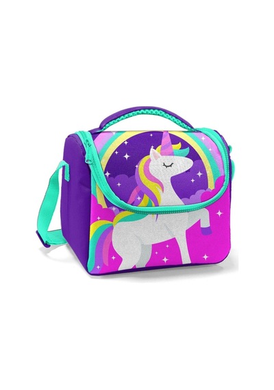 Coral High Okul Sırt Çantası Ve Beslenme Çantası Seti - Kız Çocuk Mor Unicorn - Usb Soketli