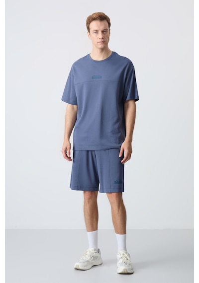 Tommy Life Petrol Pamuklu Kalın Yumuşak Dokulu Oversize Fit Basic Erkek Şort Takım - 85259 Tommy Life Petrol Pamuklu Kalın Yumuşak Dokulu Oversize Fit Basic Erkek Şort Takım - 85259