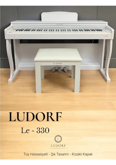 Ludorf Le 330 Siyah Profesyonel Dijital Piyano 88 Tuşlu Tuş Hassasiyetli +tabure / Kulaklık Beyaz