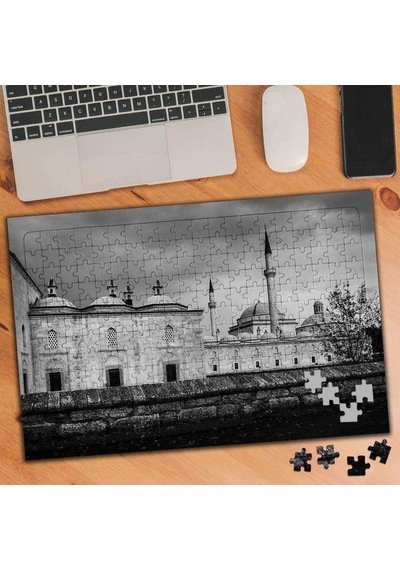Siyah Beyaz Camii Fotoğrafı 240 Parça Puzzle Yapboz-75284