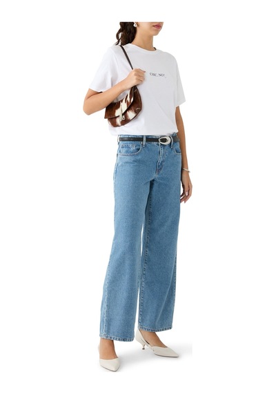 Outland Denim Denim Avril Mid Slouchy Wide Leg Kadın Kot Pantolon Mavi