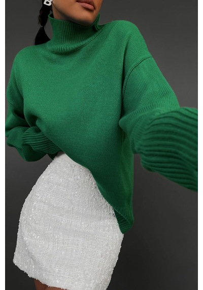 Madmext Mad Girls Yeşil Balıkçı Yaka Kazak Mg1252 - Yeşil