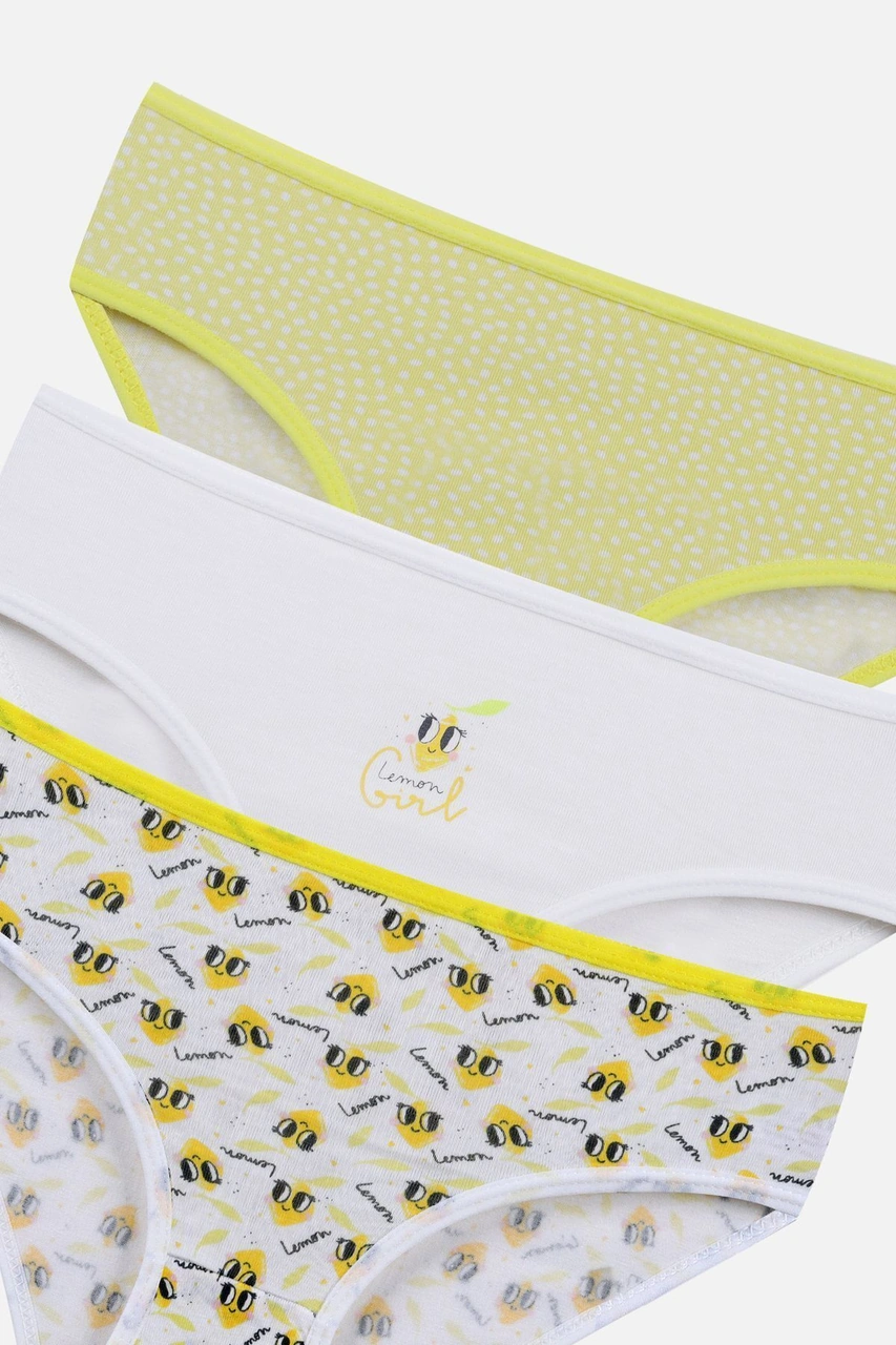 Koza İç Giyim Kız Çocuk 3'lü Penguen Desenli Slip 1050 Sarı