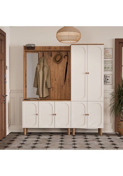 Set 5090-5094 Roma Sol Aynalı 7 Kapaklı Membran 4 Askılı Raflı