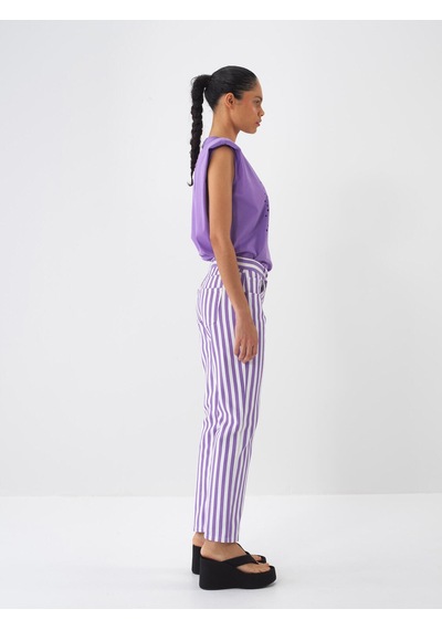 Xint Lila Pamuk Dokulu Regular Fit Tişört 602349