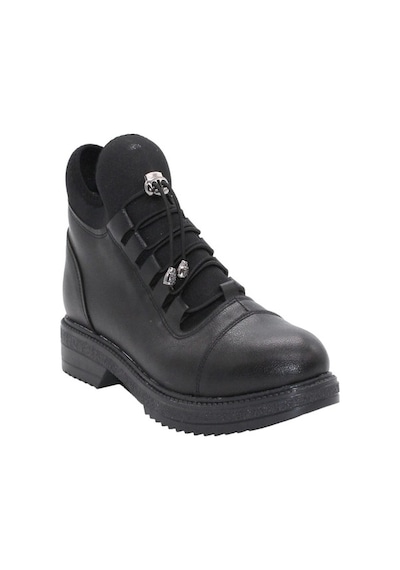 Mergenshoes S110 Siyah Cilt Bağcıklı Kadın Kışlık Bot Siyah