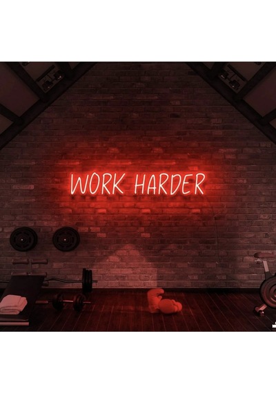 Work Harder Yazılı Neon Tabela Kırmızı