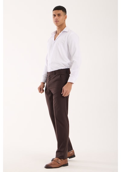 Erkek Regular Fit Kumaş Pantolon Kahverengi