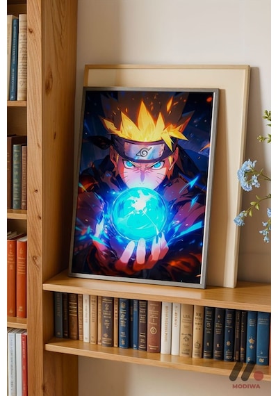 Naruto Rasengan Anime Poster, Siyah Çerçeveli Duvar Tablosu - Anime Severlere Özel Hediye